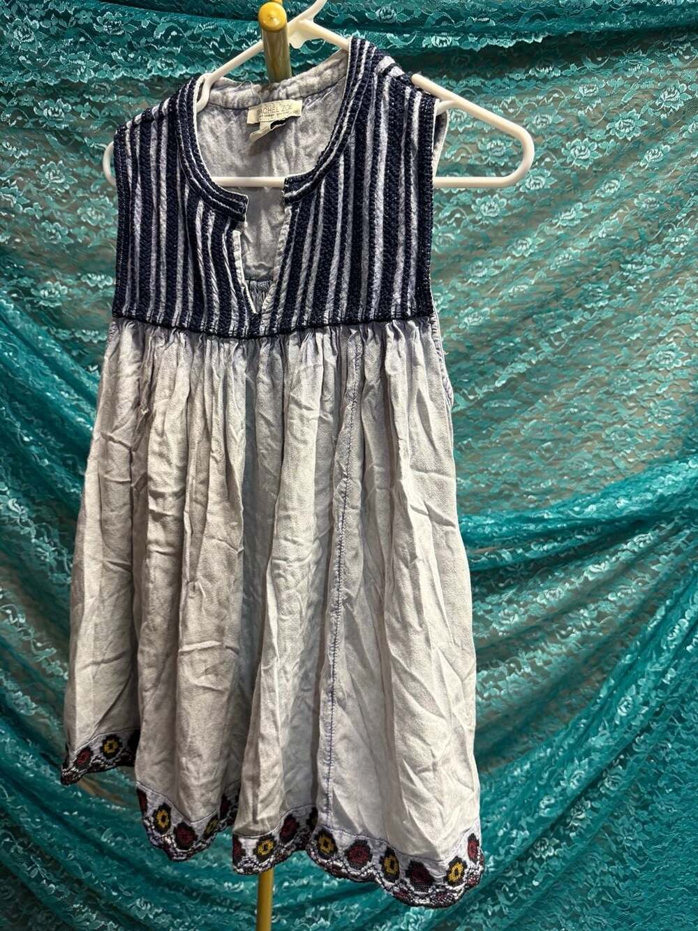 Rachel Zoe Sleeveless Embroidered Bohemian Tunic Top Size 1X